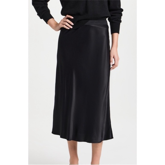 Rails Berlin Luxe Satin Midi Skirt Black Bias Cut High Rise | Size Small - Picture 7 of 12
